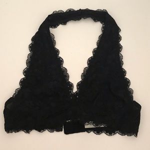 black lace halter bralette